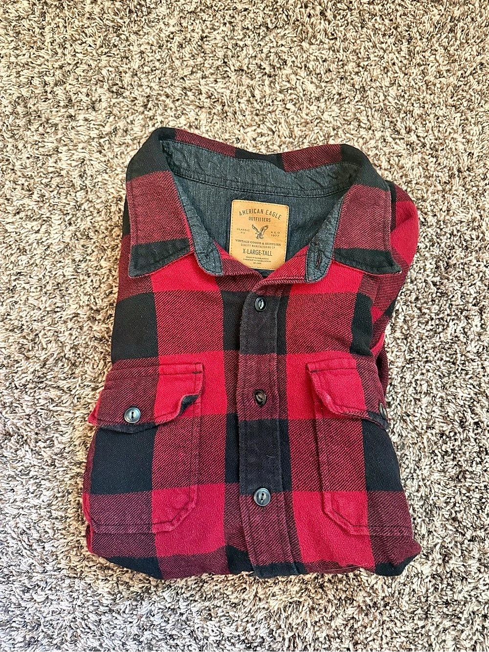 American Eagle Outfitters Classic Fit Buffalo Plaid Flannel Shirt Plaid Shacket